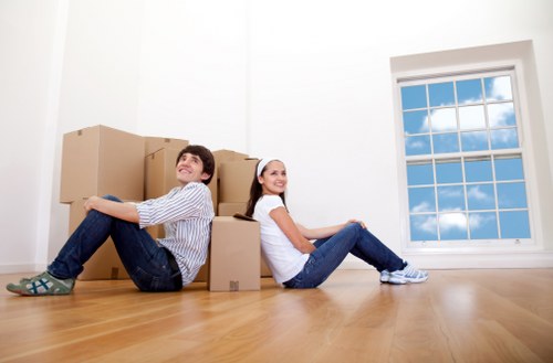 Office furniture and equipment prepared for commercial moving