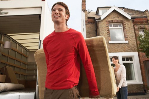 Prepared moving van with secured furniture for collection in Brent